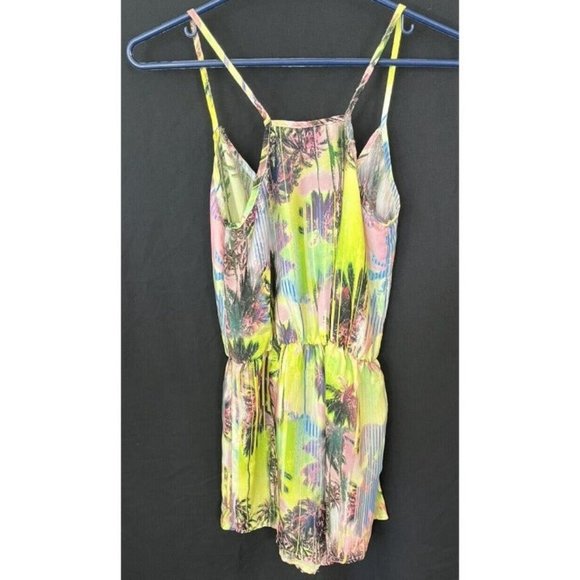 Oh My Love London Neon Green Playsuit Romper Women's Size XS Neon Palm Trees - Picture 5 of 7